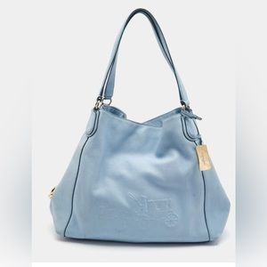 Coach Light Blue Leather Embossed
Carriage Edie Shoulder Bag.